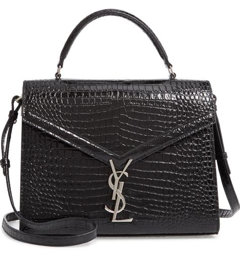 Saint Laurent Medium Cassandra Croc Embossed Calfskin 